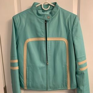 Wilson’s Leather Teal Motorcycle Jacket